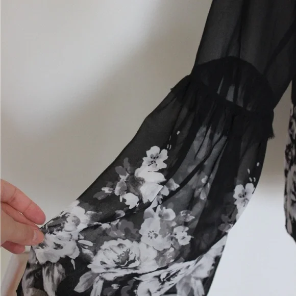 Black High Neck Blouse with Bell sleeve from White House Black Marker - Picture 6 of 6